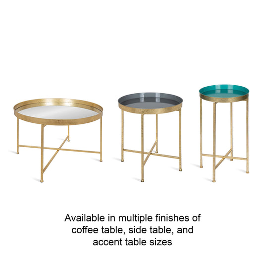 Kate and Laurel Celia Modern Round Coffee Table; 28 x 28 x 19; Black and Gold; Coffee Table for Living Room Decor; Storage; and Display