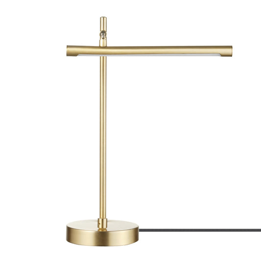 GLOBE Electric 52889 West 15" LED Integrated Desk Lamp, Matte Brass, 200 Lumens, Dimmer Rotary Switch