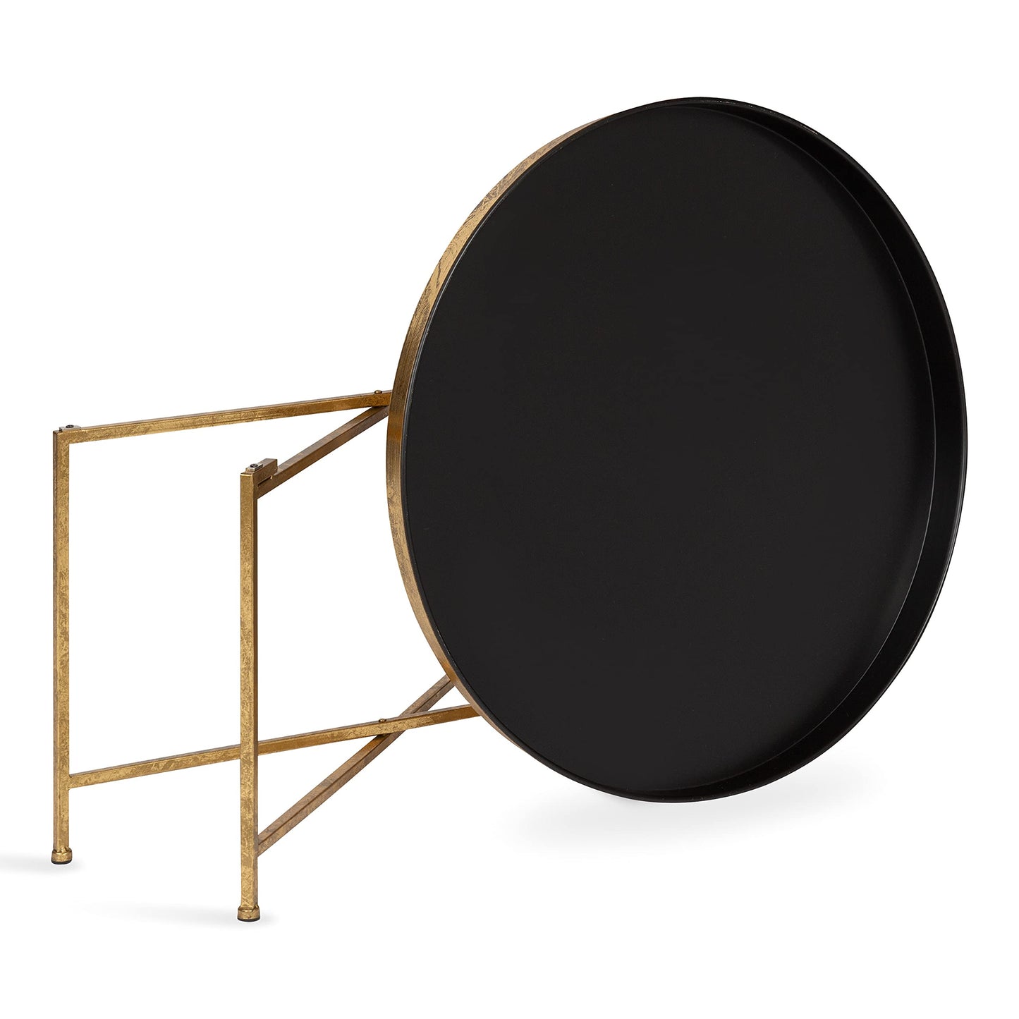 Kate and Laurel Celia Modern Round Coffee Table; 28 x 28 x 19; Black and Gold; Coffee Table for Living Room Decor; Storage; and Display